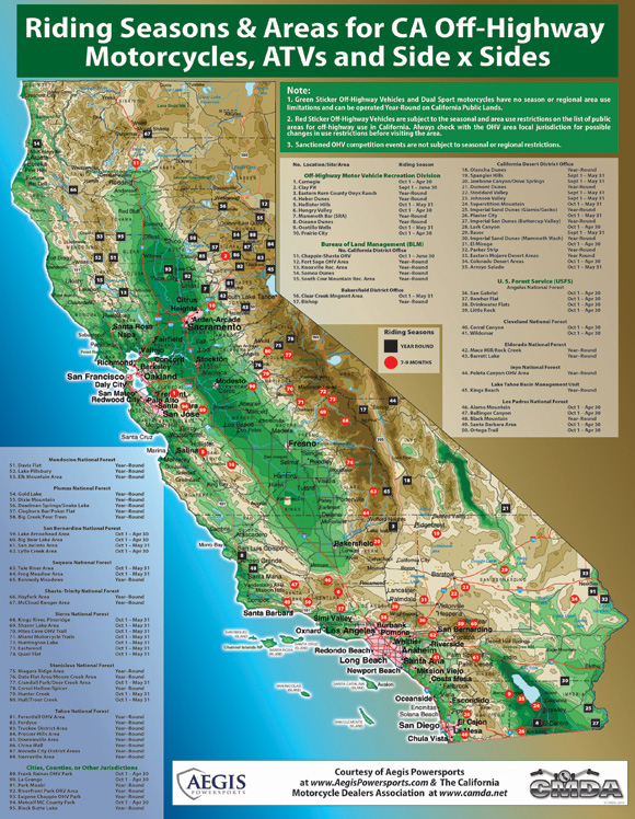 Riding Season and areas for CA Off-Highway 